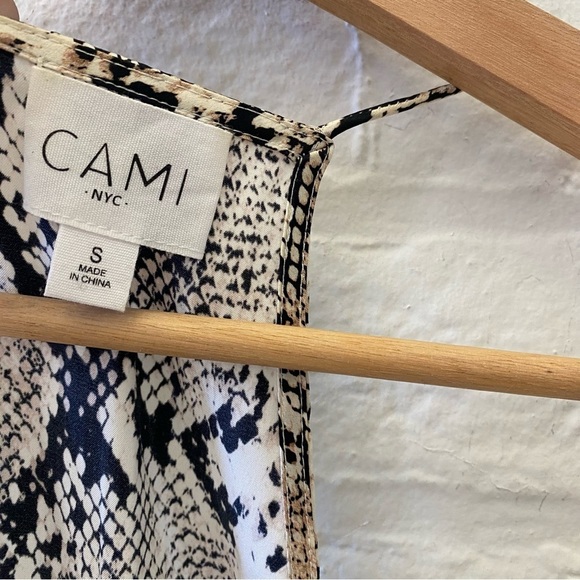 Cami NYC || Racer Tank Silk Lace Camisole Cleo Snake Print Black Cream Small - Picture 4 of 9